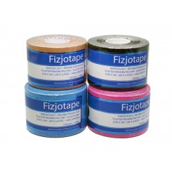 Kinesiology tape 5cm x 5m, zestaw 4 rolki niebieski, czarny, beżowy, różowy